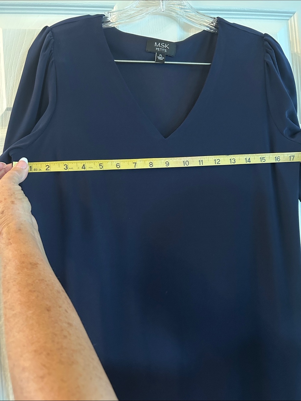 MSK Navy V-Neck Ruffle-Hem Mini Dress - Picture 2 of 4
